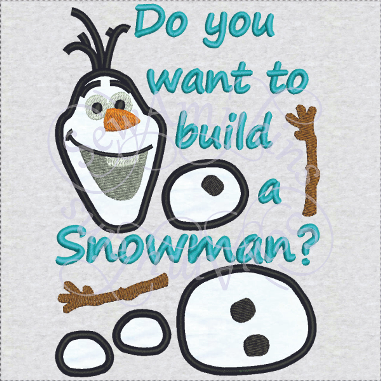 Olaf Do you want to build a Snowman applique embroidery design